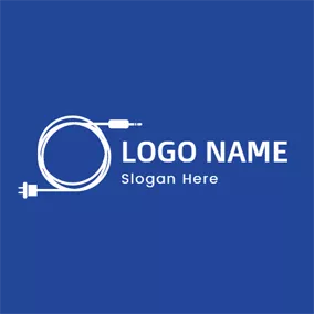 充電のロゴ Blue and White Letter O logo design