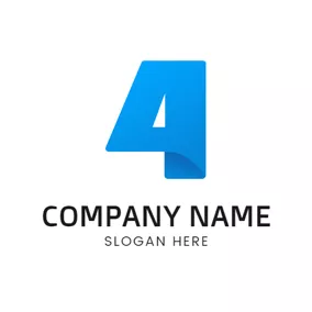 Logotipo De Número Blue and White Number Four logo design