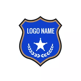 Logo De La Police Blue and White Police Badge logo design