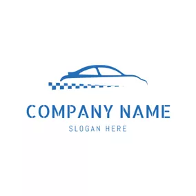 Drawing Logo Blue and White Taxi logo design