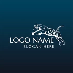 獣ロゴ Blue and White Tiger Mascot logo design