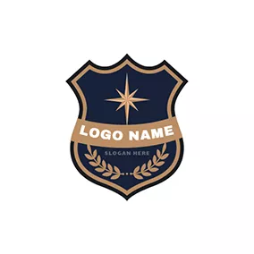 Outline Logo Blue and Yellow Police Badge logo design