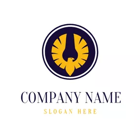 Logo De L'aigle Blue and Yellow Volant Eagle logo design