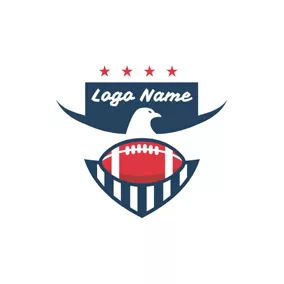 Tournament Logo Blue Badge and Red Football logo design