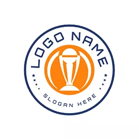 Cricket Team Logo Blue Banner and Orange Cricket logo design