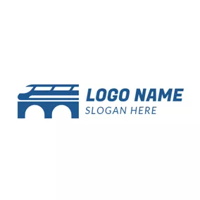 Logótipo De Comboio Blue Bridge and Train logo design