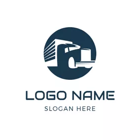 Logótipo Camião Blue Circle and Abstract Truck logo design