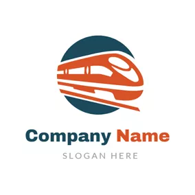 Logótipo De Comboio Blue Circle and Orange Train logo design