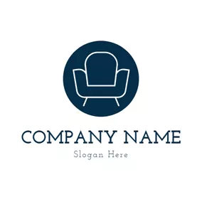 傢俱Logo Blue Circle and Sofa Furniture logo design