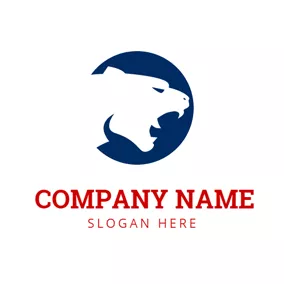 Cool Logo Blue Circle and White Cougar Head logo design