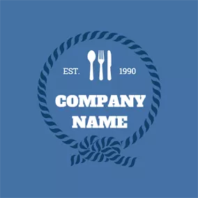 Logotipo De Marisco Blue Circle and White Tableware logo design