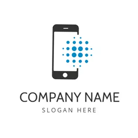 电话Logo Blue Dot and Black Phone logo design