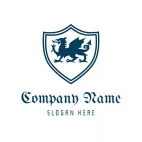 Logo Du Dragon Blue Dragon Badge logo design
