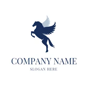 Jump Logo Blue Fly Pegasus Icon logo design