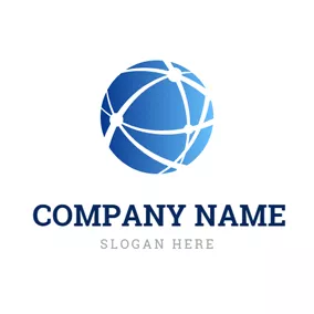 Connected Logo Blue Globe and Digital logo design
