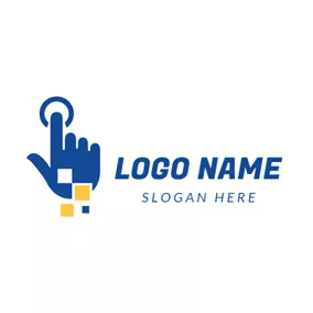 Connected Logo Blue Hand and Digital logo design