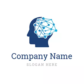 Expert Logo Blue Head Structure and Ai logo design