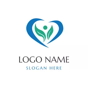 Recycling Logo Blue Heart and Green Sprout logo design