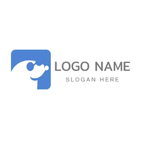 正方形のロゴ Blue Square and Mole Outline logo design