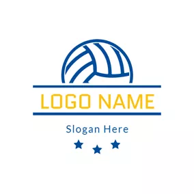 Logótipo De Exercício Blue Star and Volleyball logo design