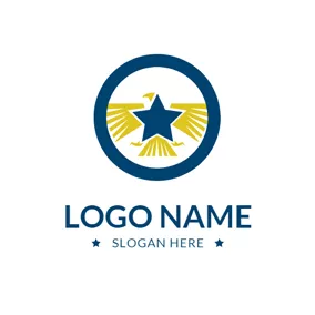 鹰Logo Blue Star and Yellow Eagle logo design