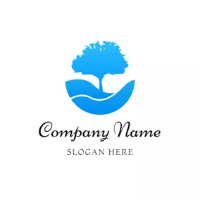 Draw Logo Blue Tree and Stream logo design