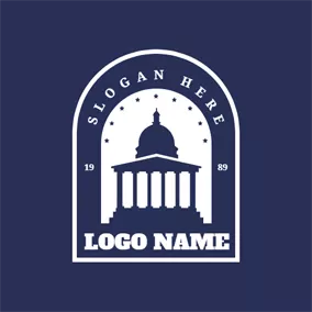 建築物Logo Blue University Architecture and Arch Badge logo design