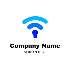 Connected Logo Blue Wifi Symbol logo design