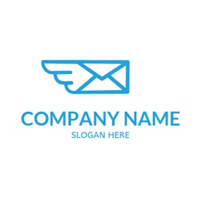 Post Logo Blue Wing and Envelope logo design