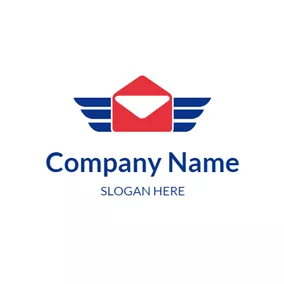 Graphic Logo Blue Wing and Red Envelope logo design