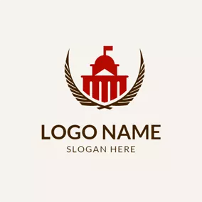 Building Logo Branch and Red Government Building logo design