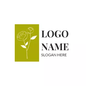 Nature Logo Bright Yellow Rectangle and Flower logo design