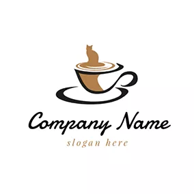 Food Logo Brown and Black Hot Coffee logo design