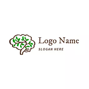 Drawing Logo Brown and Green Brain logo design