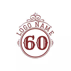 Emblem Logo Brown and White 60th Anniversary logo design