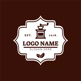 Drinking Logo Brown Badge and Coffee Maker logo design