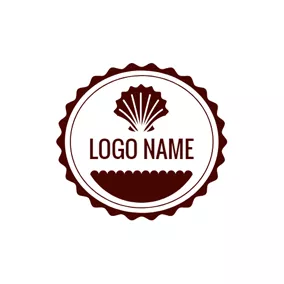 Badge Logo Brown Badge and Shell logo design