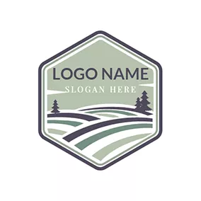 Nature Logo Brown Badge and Tree logo design