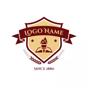 Logotipo De Colegio Y Universidad Brown Banner and Wheat Emblem logo design