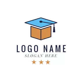Logótipo De Colégio Brown Book and Blue Mortarboard logo design