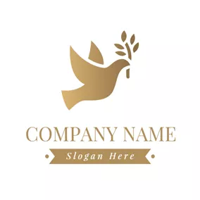 Logótipo Pomba Brown Branch and Outlined Dove logo design
