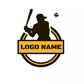 Logo Du Baseball Brown Circle and Ballplayer logo design