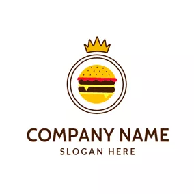 バーガーロゴ Brown Crown and Burger logo design