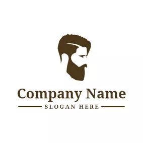 Expert Logo Brown Hair and Hipster logo design
