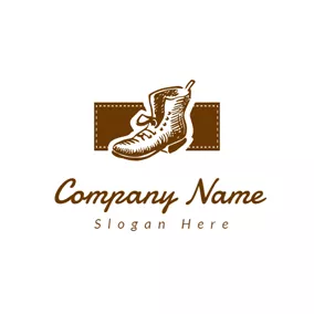 Rectangle Logo Brown Rectangle and Boot logo design