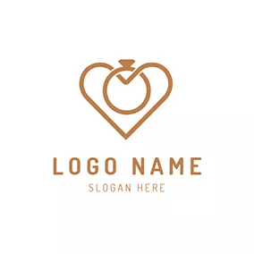 Holiday & Special Occasion Logo Brown Ring Heart and Wedding logo design