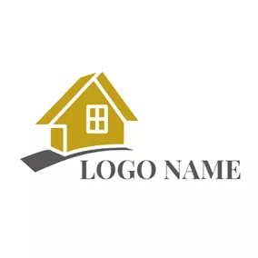 High Logo Brown Road and Yellow House logo design