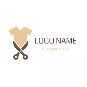 Graphic Logo Brown Scissor and Beige T Shirt logo design