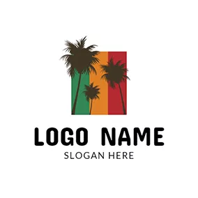 レゲエロゴ Brown Seed and Cannabis Icon logo design