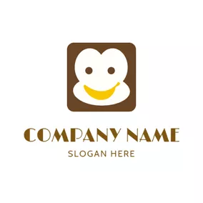 Food Logo Brown Square and White Banana logo design